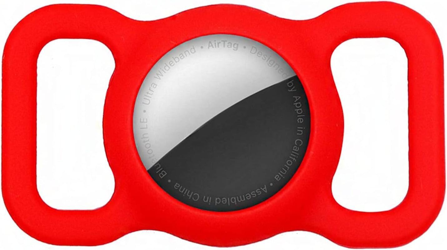 Dog Collar Holder Perfect for a Finder - Protective Finder Case for Dog and Pet Collars, Backpacks, Lightweight Soft Silicone Air Tag Holder for Collars (Red)