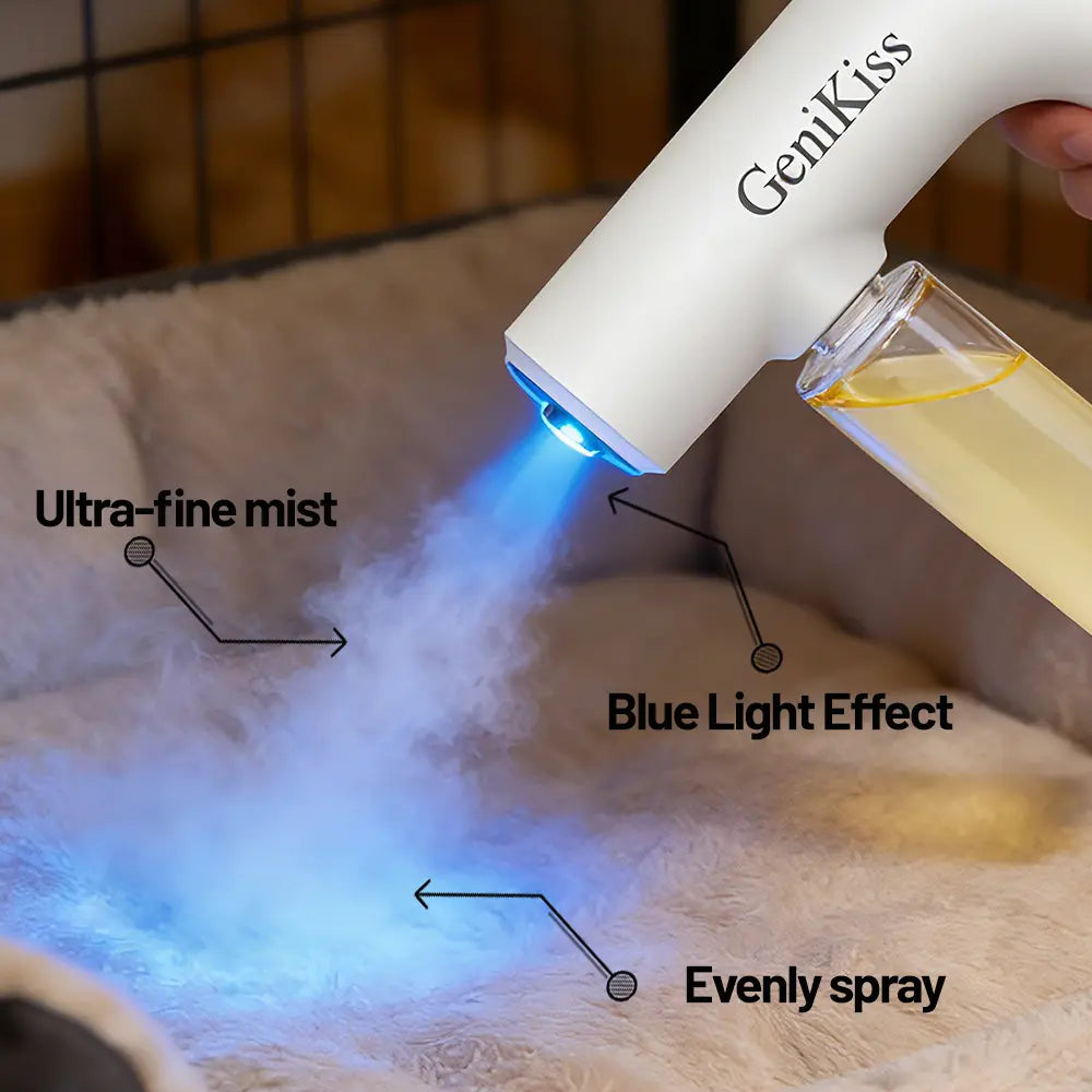 Genikiss Nano Blue Light Deodorizer, Indoor Odor Removal, Pet Deodorant. Bio-Enzymes Break down Urine, Disinfect and Deodorize, Plant-Extracted, Safe and Non-Toxic for Pets, Floral Scent Air Freshener Spray
