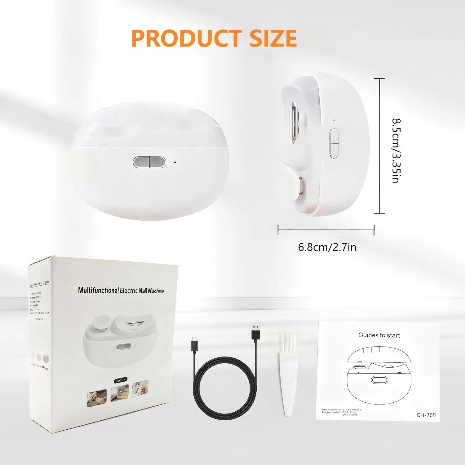 Electric Nail Clippers, Three-In-One Automatic Electric Nails with Polishing, USB Rechargeable with Light Scissors, Portable LED Nail Trimmer