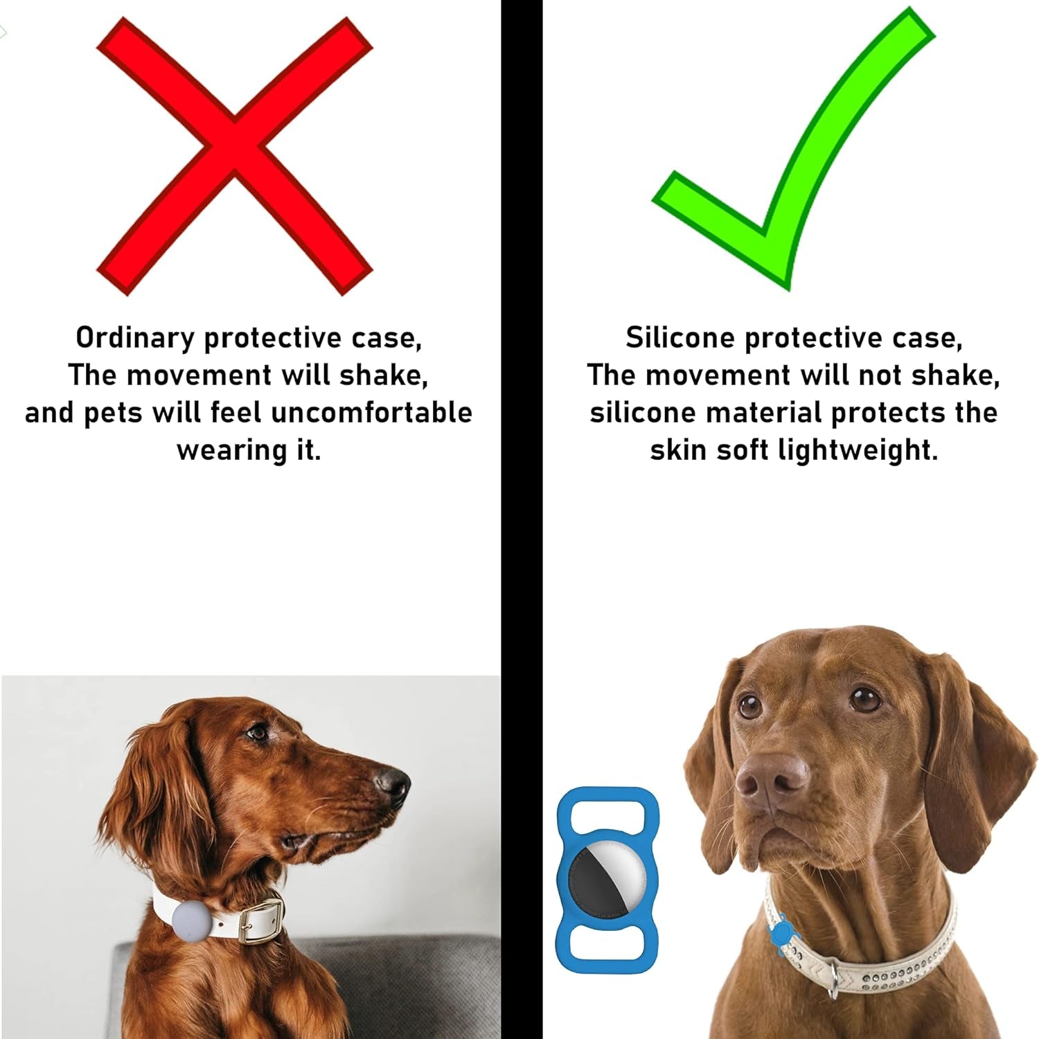 Dog Collar Holder Perfect for a Finder - Protective Finder Case for Dog and Pet Collars, Backpacks, Lightweight Soft Silicone Air Tag Holder for Collars (Red)