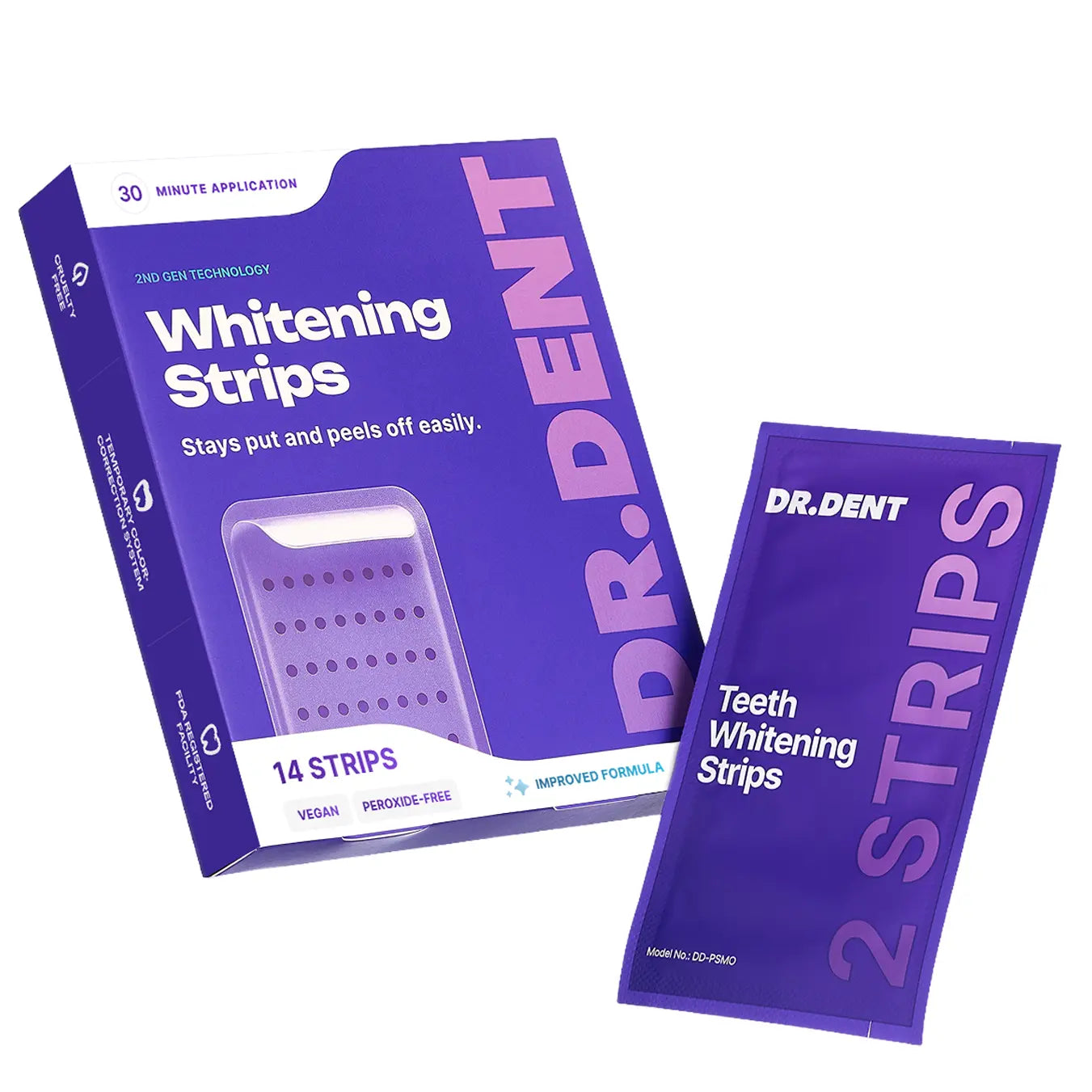 DRDENT Purple Teeth Whitening Strips - 7/21 Whitening Sessions - Safe for Enamel - Non Sensitive Teeth Whitening - Peroxide-Free