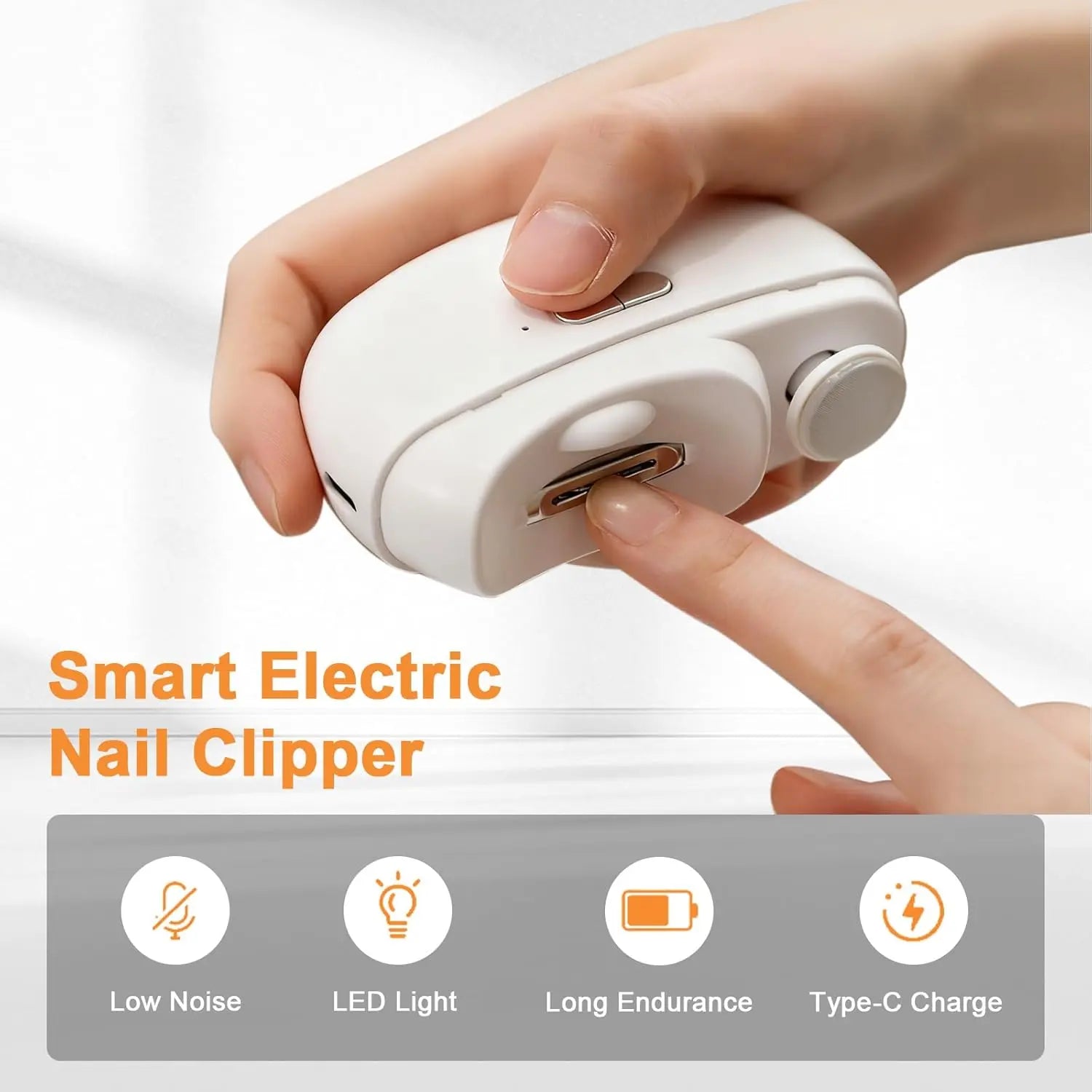 Electric Nail Clippers, Three-In-One Automatic Electric Nails with Polishing, USB Rechargeable with Light Scissors, Portable LED Nail Trimmer